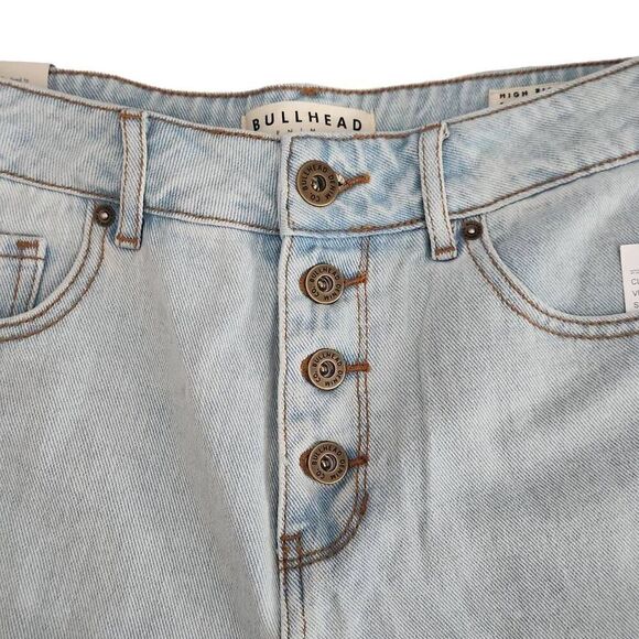 Bullhead Denim Women's Size 9 Blue Button Front High Rise Shorts - Picture 3 of 6